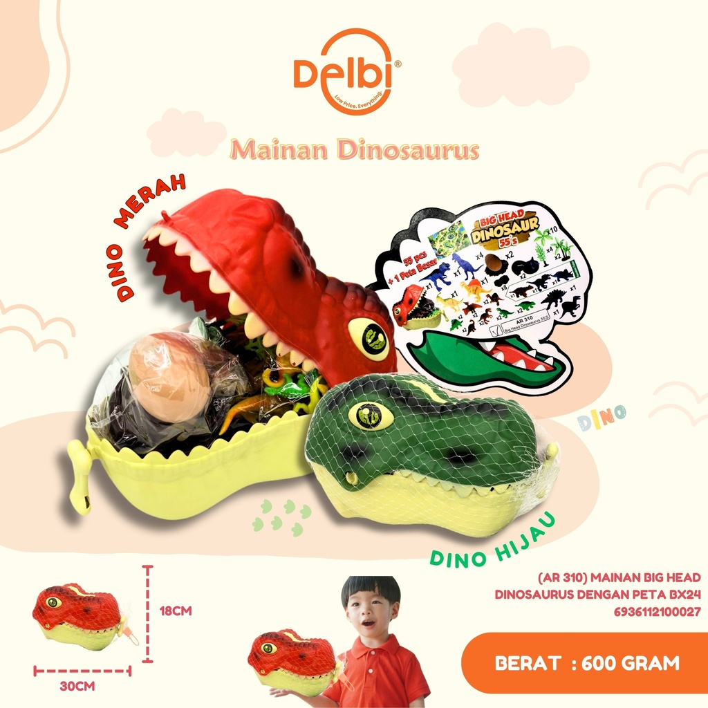 (AR 310) MAINAN BIG HEAD DINOSAURUS DENGAN PETA BX24