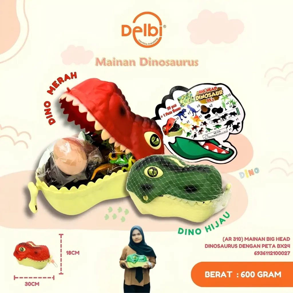 MAINAN BIG HEAD DINOSAURUS DENGAN PETA BX24