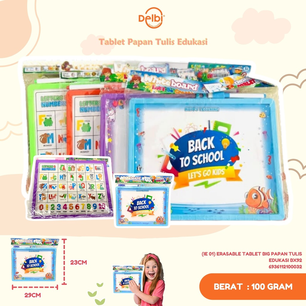 (IE 01) ERASABLE TABLET BIG PAPAN TULIS EDUKASI BX92