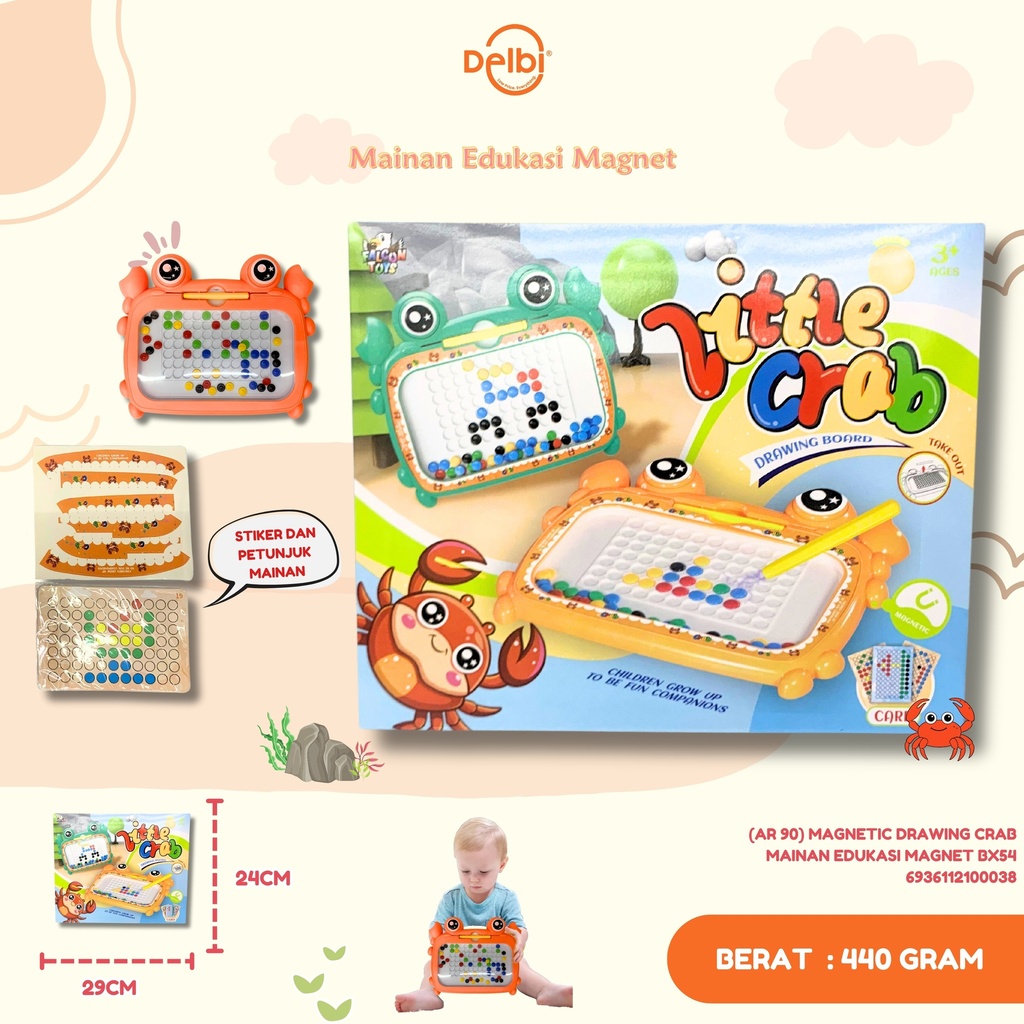 (AR 90) MAGNETIC DRAWING CRAB MAINAN EDUKASI MAGNET BX54