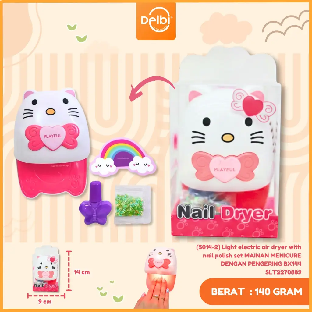 (S014-2) Light electric air dryer with nail polish set MAINAN MENICURE DENGAN PENGERING BX144