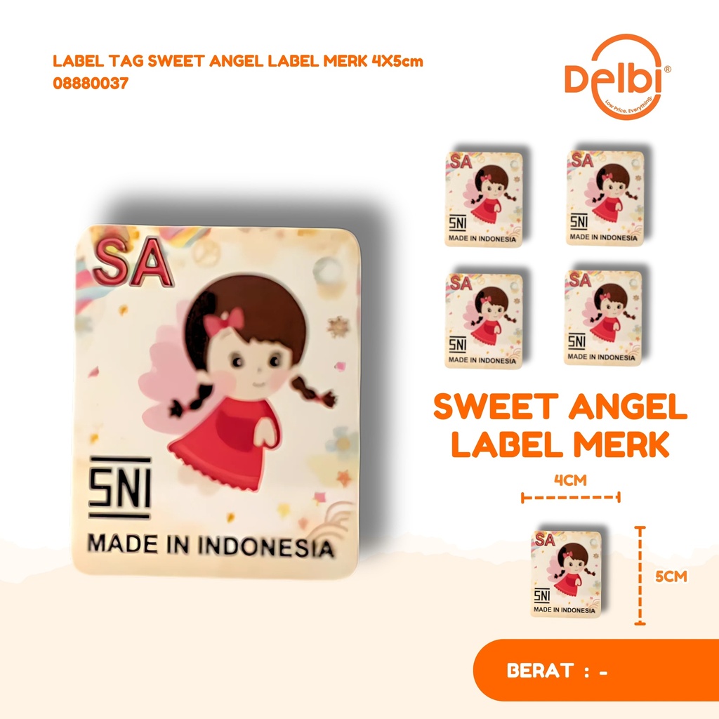 [08880037] LABEL TAG SWEET ANGEL LABEL MERK 4X5cm 