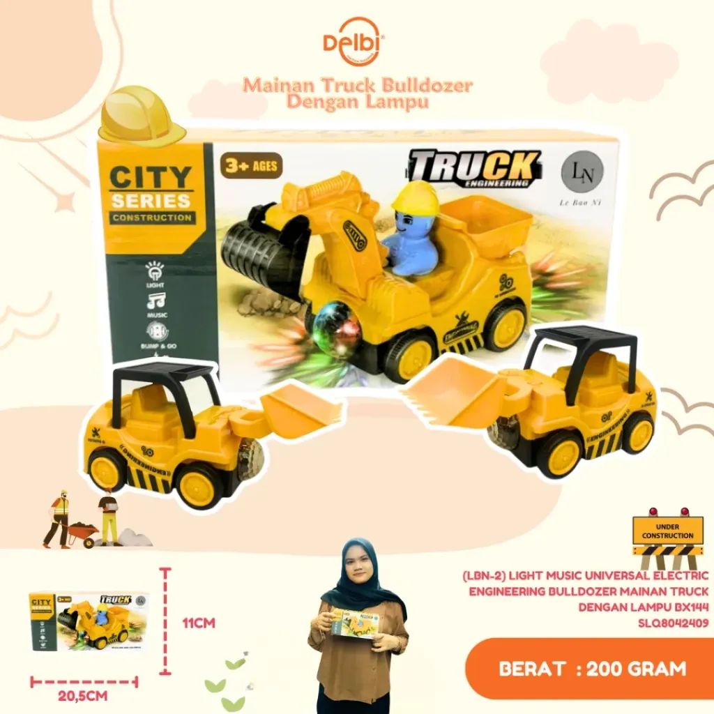 [SLQ8042409] (LBN-2) LIGHT MUSIC UNIVERSAL ELECTRIC ENGINEERING BULLDOZER MAINAN TRUCK DENGAN LAMPU BX144