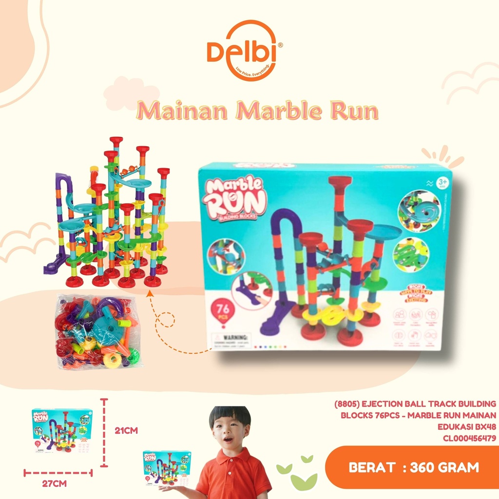(8805) EJECTION BALL TRACK BUILDING BLOCKS 76PCS - MARBLE RUN MAINAN EDUKASI BX48