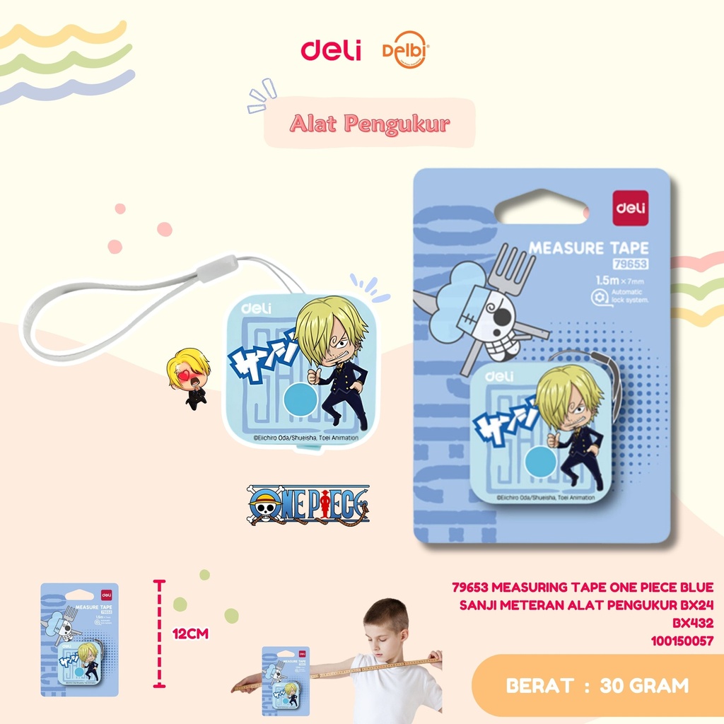 DELI 79653 MEASURING TAPE ONE PIECE BLUE SANJI METERAN ALAT PENGUKUR BX24 BX432
