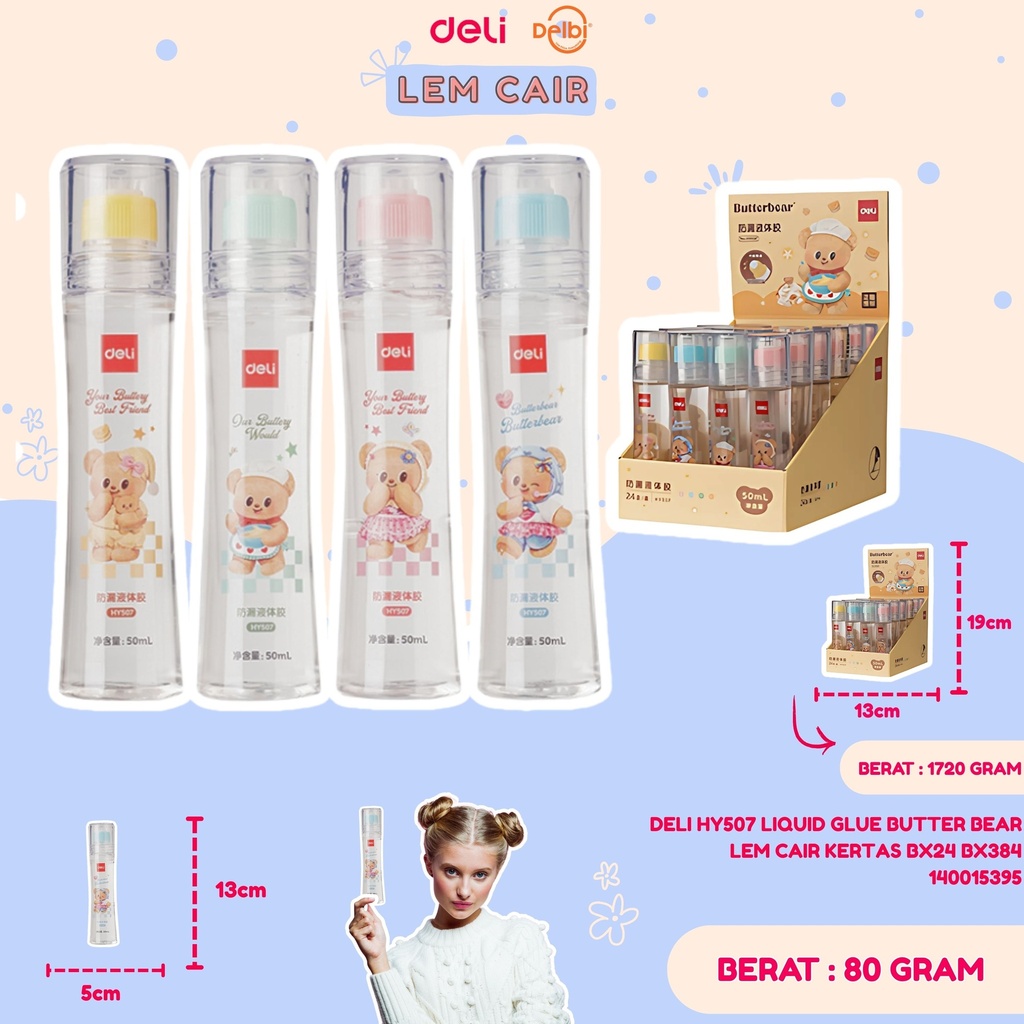 DELI HY507 LIQUID GLUE BUTTER BEAR LEM CAIR KERTAS BX24 BX384