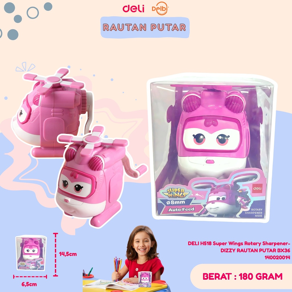 [140020014] DELI H518 Super Wings Rotary Sharpener-DIZZY RAUTAN PUTAR BX36