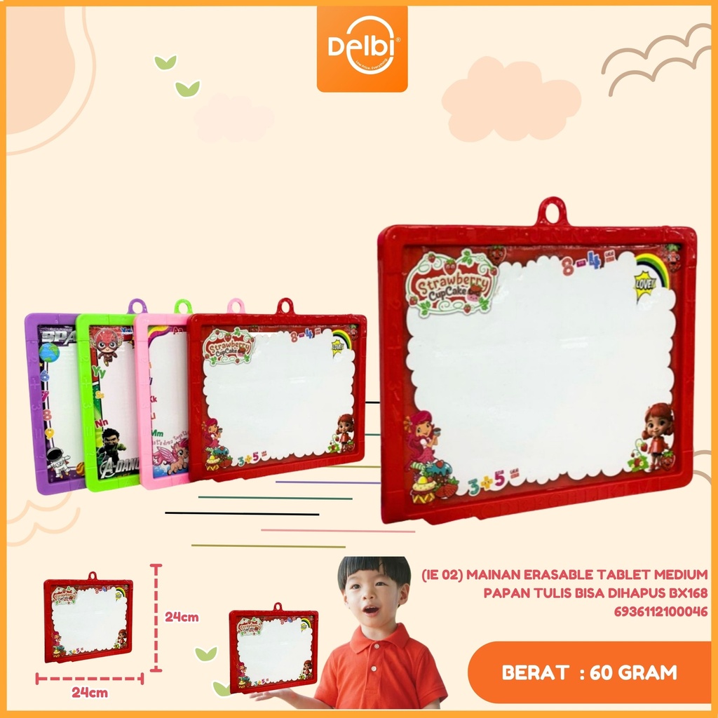 (IE 02) MAINAN ERASABLE TABLET MEDIUM PAPAN TULIS BISA DIHAPUS BX168
