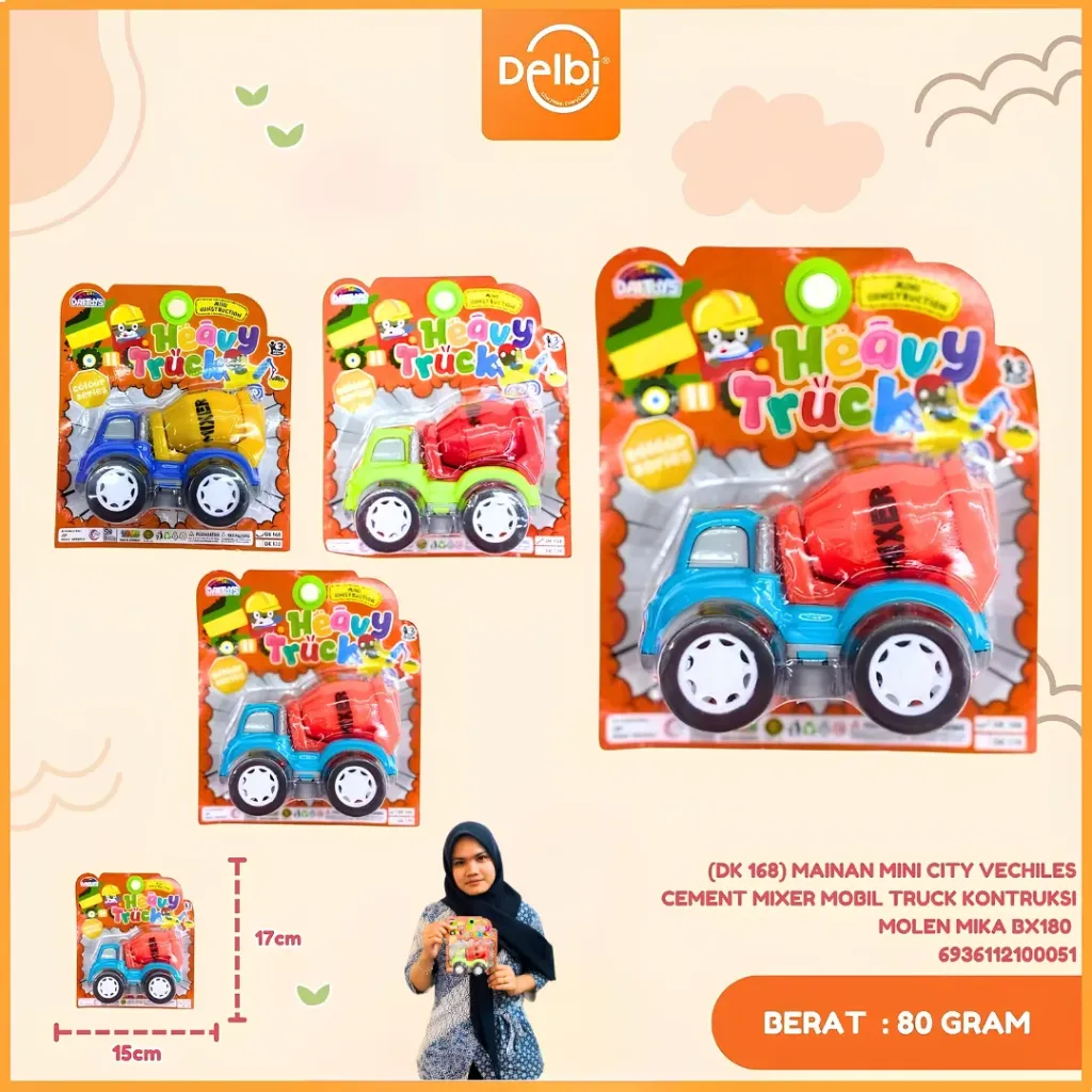 MAINAN MINI CITY VECHILES CEMENT MIXER MOBIL TRUCK KONTRUKSI MOLEN MIKA BX180