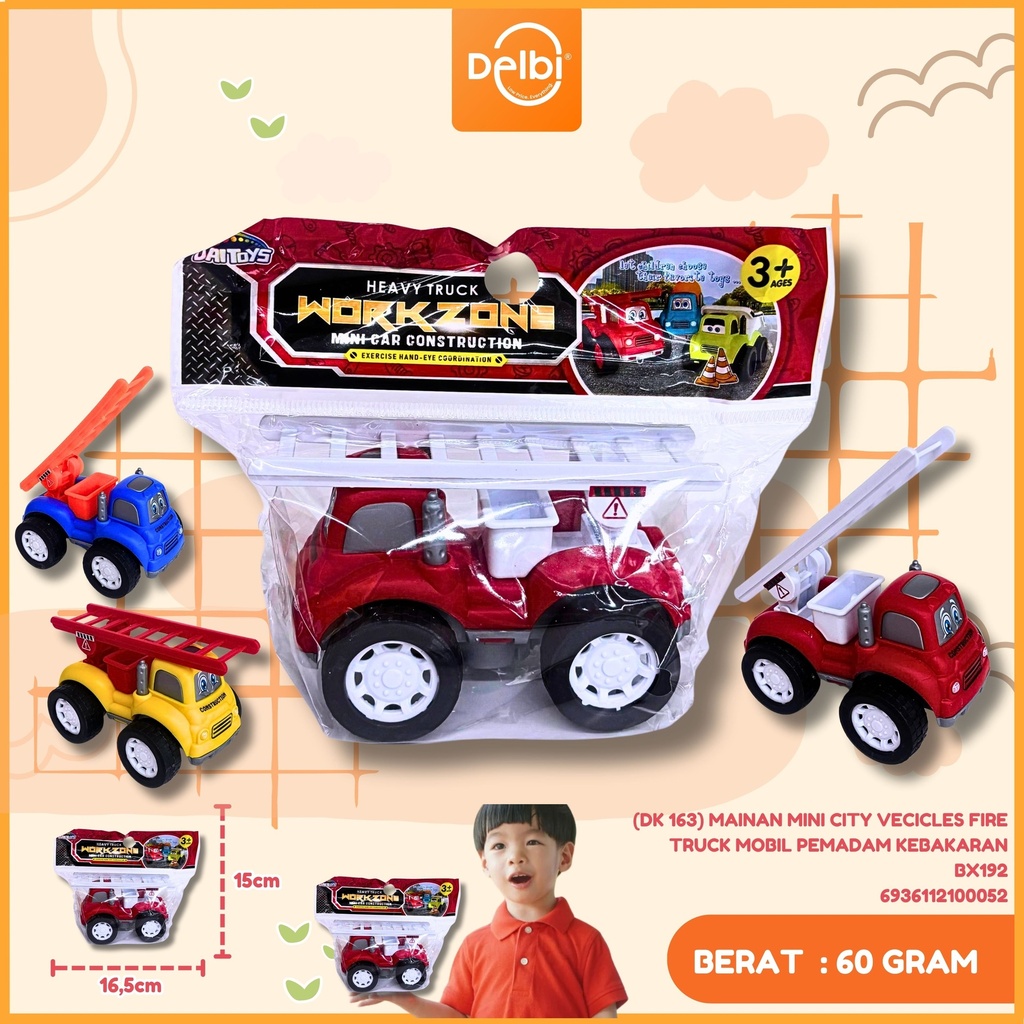 [DK 163] MAINAN MOBILAN MINI CITY VECICLES FIRE TRUCK MOBIL PEMADAM KEBAKARAN BX192