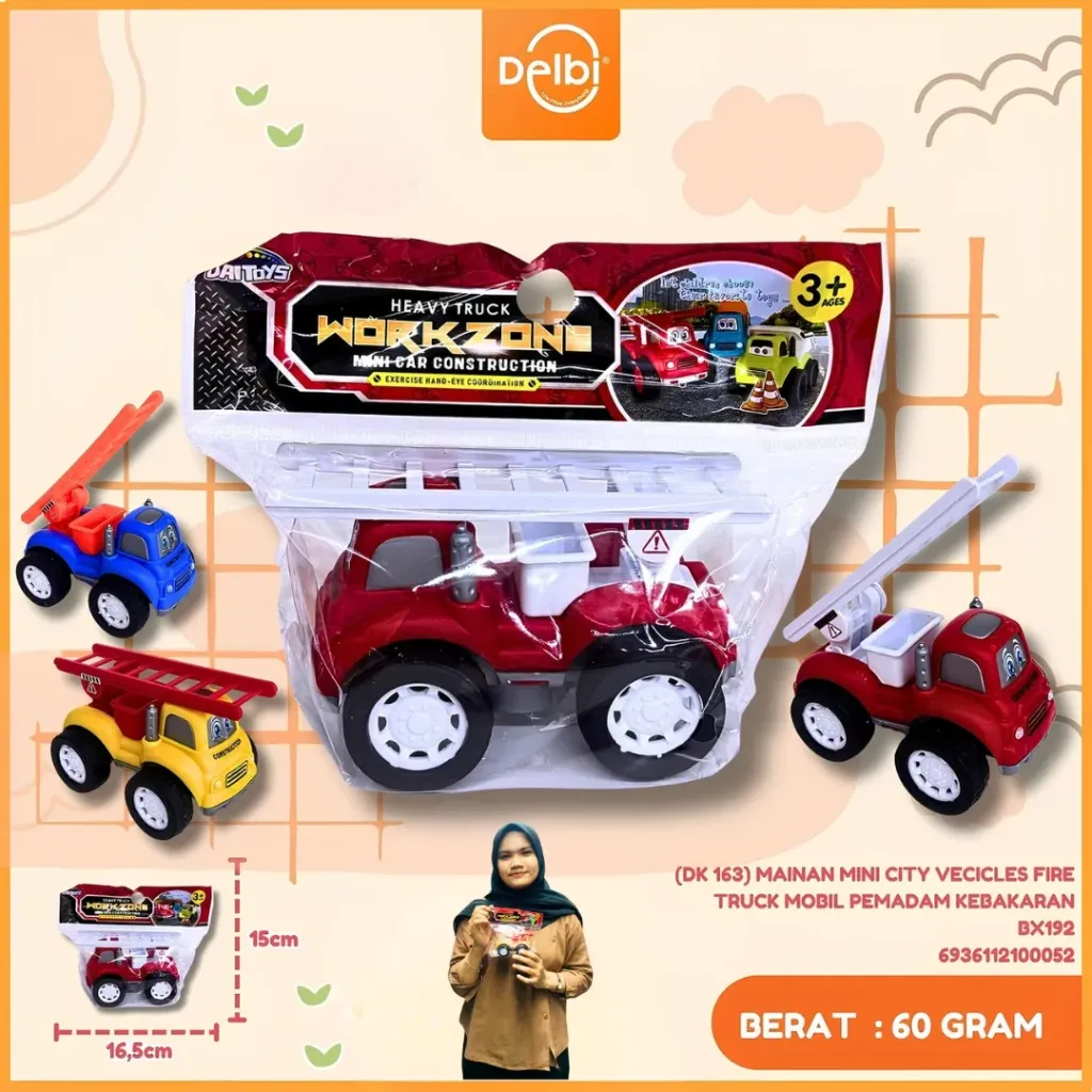 [DK 163] MAINAN MOBILAN MINI CITY VECICLES FIRE TRUCK MOBIL PEMADAM KEBAKARAN PLASTIK PP BX192