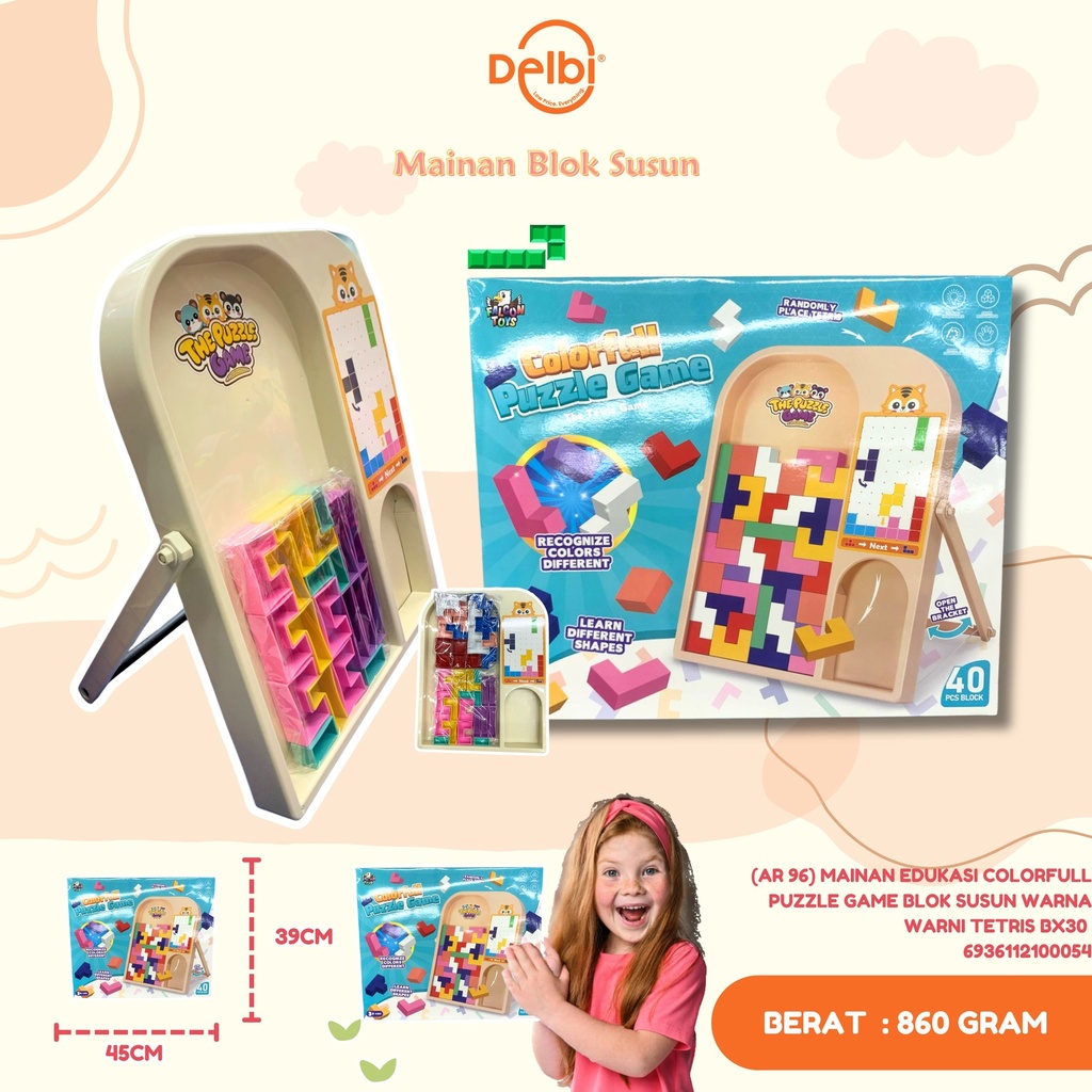 MAINAN EDUKASI COLORFULL PUZZLE GAME BLOK SUSUN WARNA WARNI TETRIS BX30