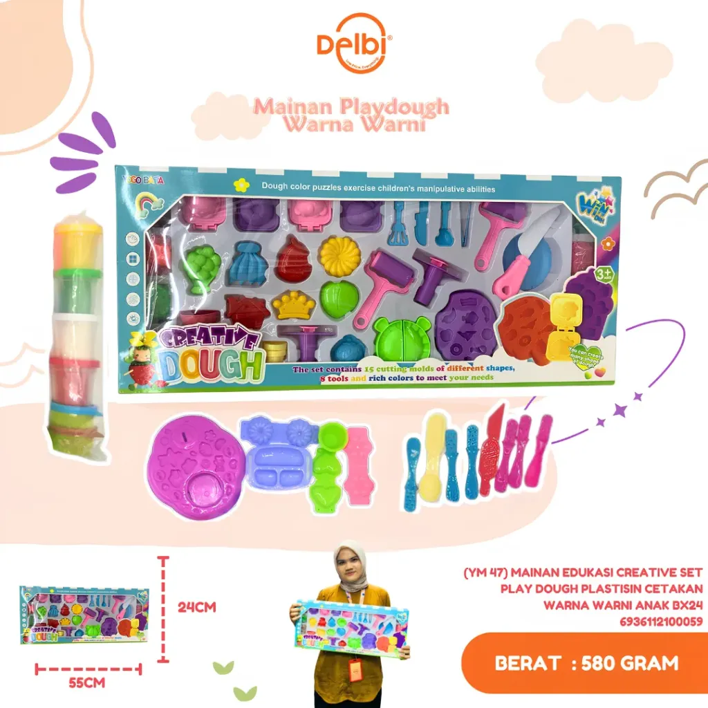 [YM 47] MAINAN EDUKASI CREATIVE SET PLAY DOUGH PLASTISIN CETAKAN WARNA WARNI ANAK BX24