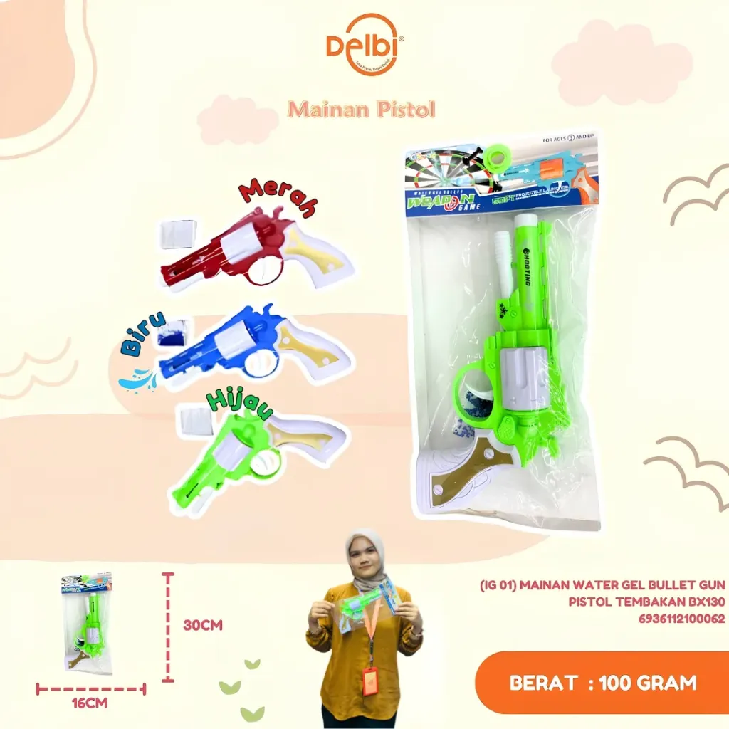 [IG 01] MAINAN WATER GEL BULLET GUN PISTOL TEMBAKAN BX130