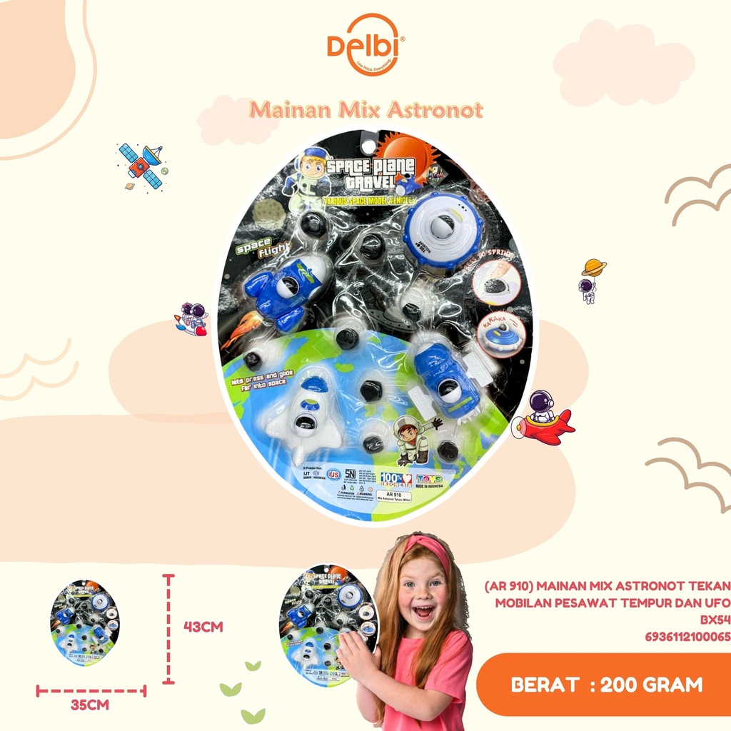 MAINAN MIX ASTRONOT TEKAN MOBILAN PESAWAT TEMPUR DAN UFO BX54