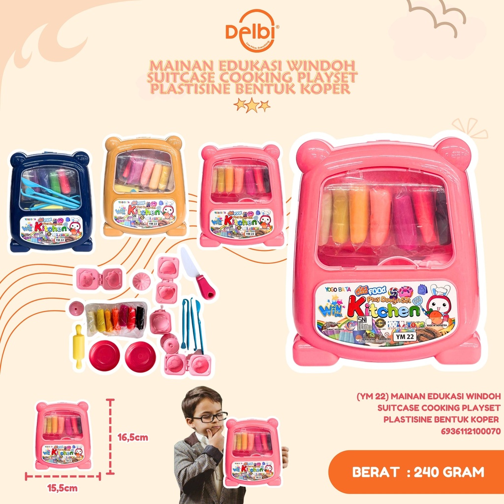 (YM 22) MAINAN EDUKASI WINDOH SUITCASE COOKING PLAYSET PLASTISINE BENTUK KOPER 