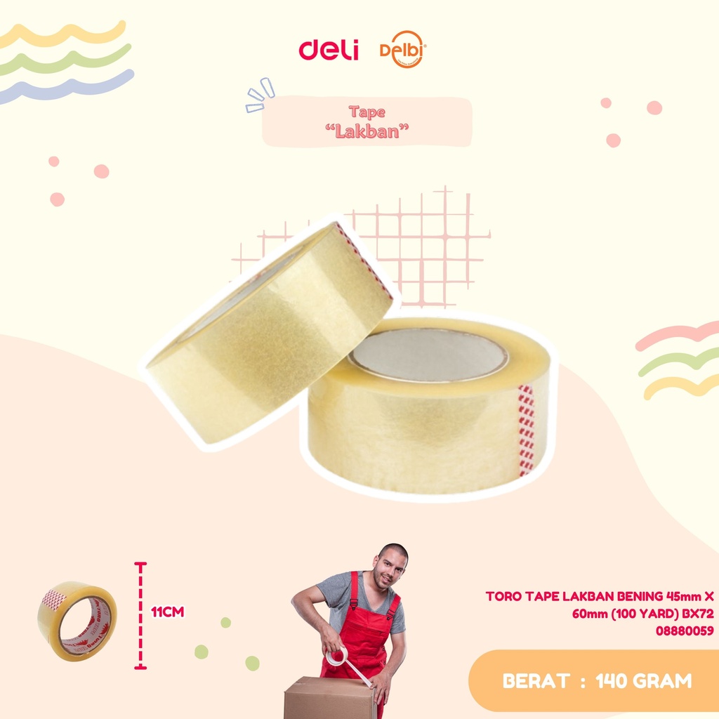 TAPE LAKBAN BENING 45mm X 60mm (100 YARD) BX72