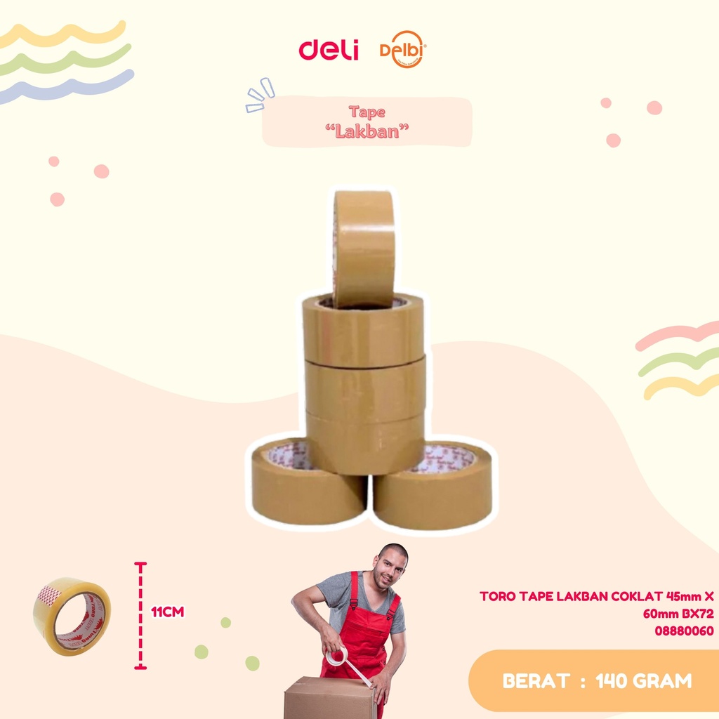 TAPE LAKBAN COKLAT DELI 45mm X 60mm BX72