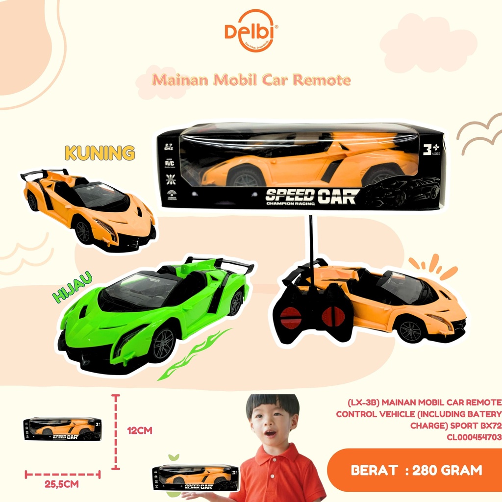 (LX-3B) MAINAN MOBIL CAR REMOTE CONTROL VEHICLE (INCLUDING BATERY CHARGE) SPORT BX72