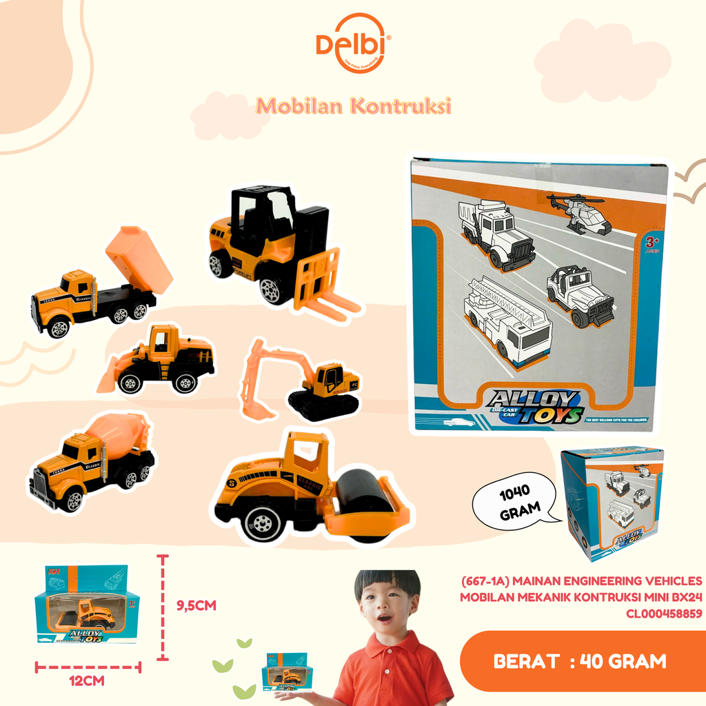 (667-1A) MAINAN ENGINEERING VEHICLES MOBILAN MEKANIK KONTRUKSI MINI BX24