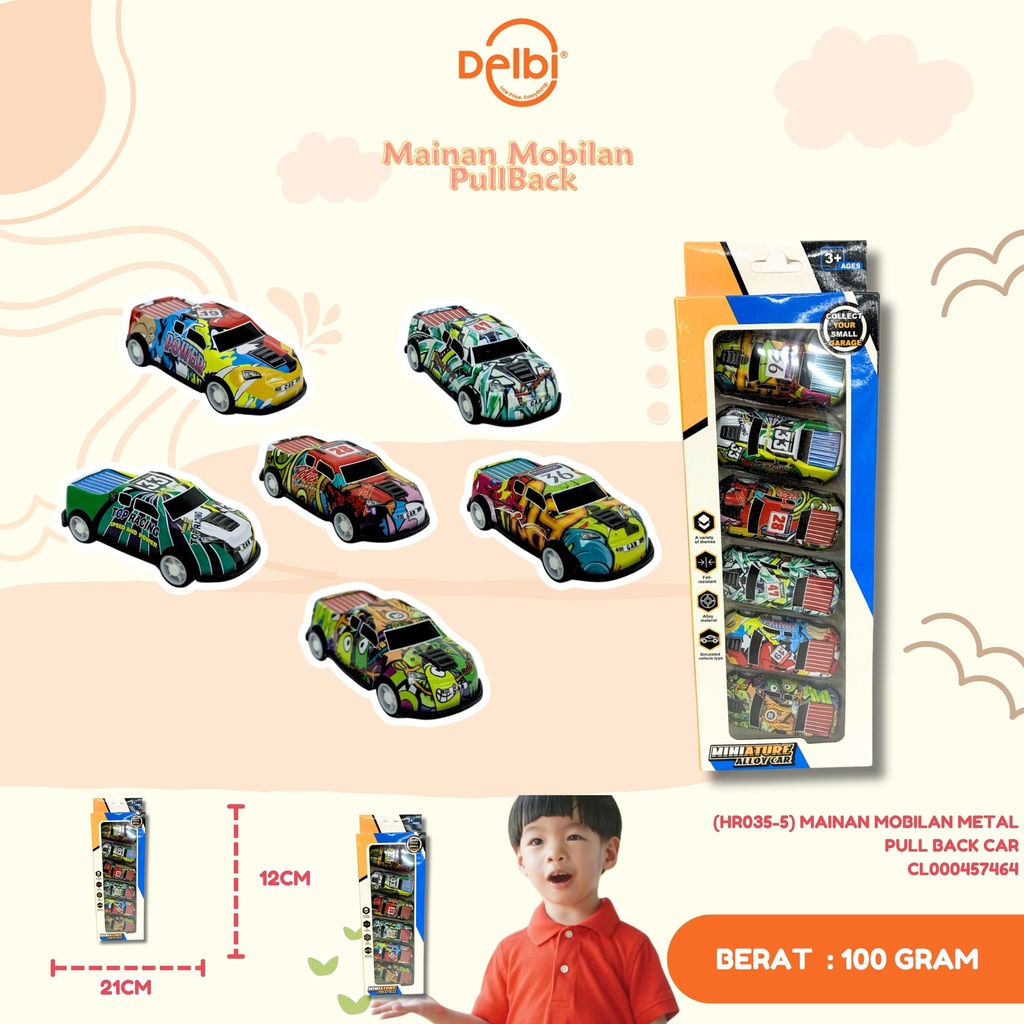 (HR035-5) MAINAN MOBILAN METAL PULL BACK CAR