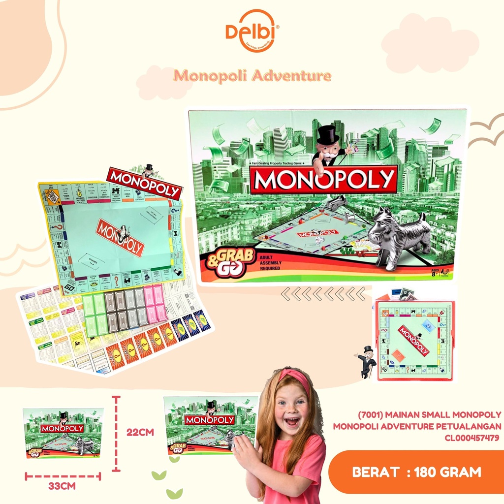(7001) MAINAN SMALL MONOPOLY MONOPOLI ADVENTURE PETUALANGAN 