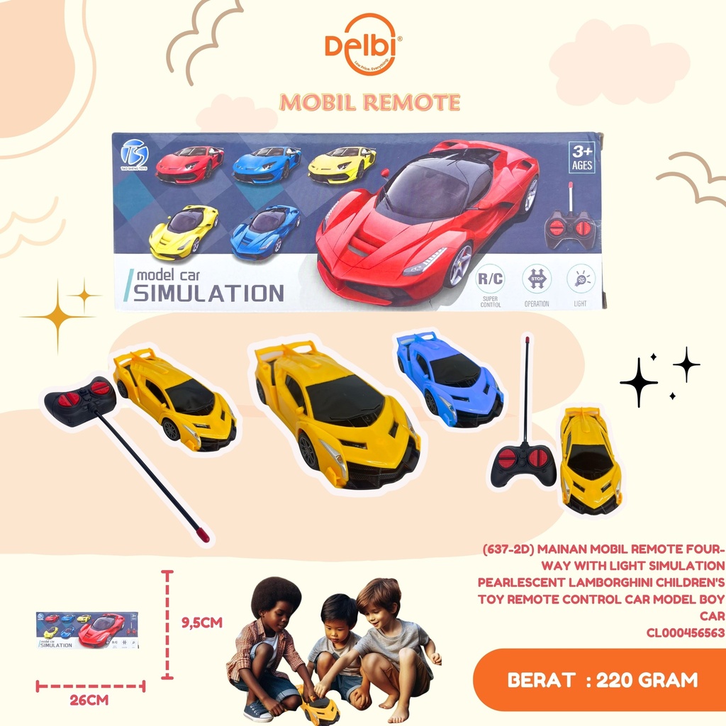 (637-2D) MAINAN MOBIL REMOTE FOUR-WAY WITH LIGHT SIMULATION PEARLESCENT LAMBORGHINI CHILDREN'S TOY REMOTE CONTROL CAR MODEL BOY CAR