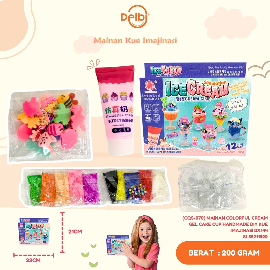 (CQS-070) MAINAN COLORFUL CREAM GEL CAKE CUP HANDMADE DIY KUE IMAJINASI BX144