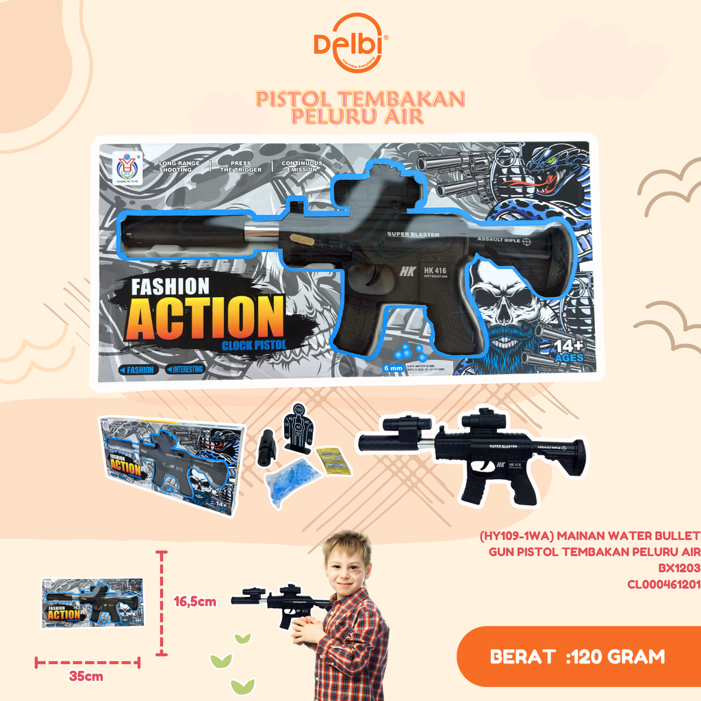 (HY109-1WA) MAINAN WATER BULLET GUN PISTOL TEMBAKAN PELURU AIR BX120