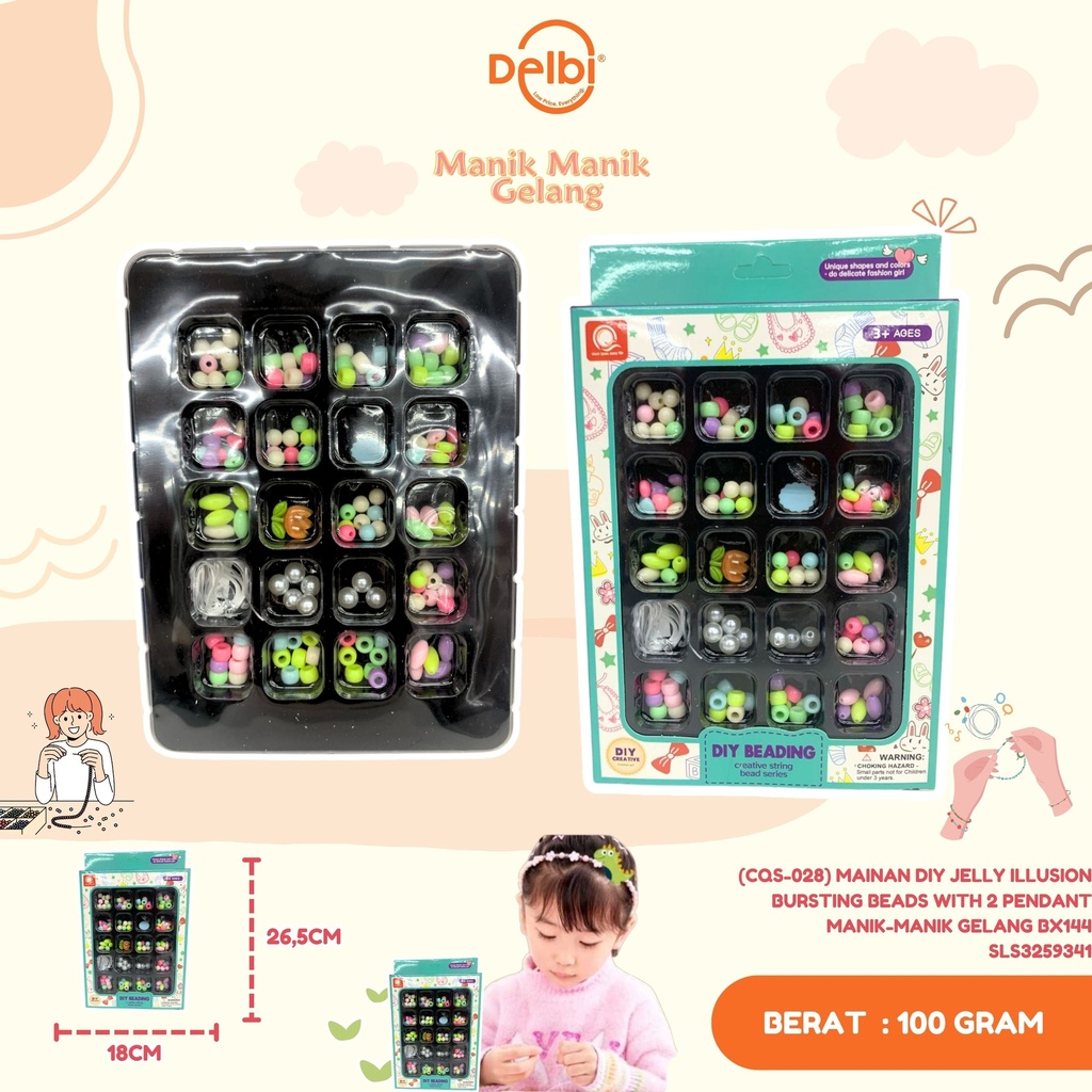 (CQS-028) MAINAN DIY JELLY ILLUSION BURSTING BEADS WITH 2 PENDANT MANIK-MANIK GELANG BX144