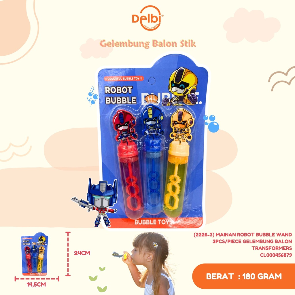 (2226-3) MAINAN ROBOT BUBBLE WAND 3PCS/PIECE GELEMBUNG BALON TRANSFORMERS