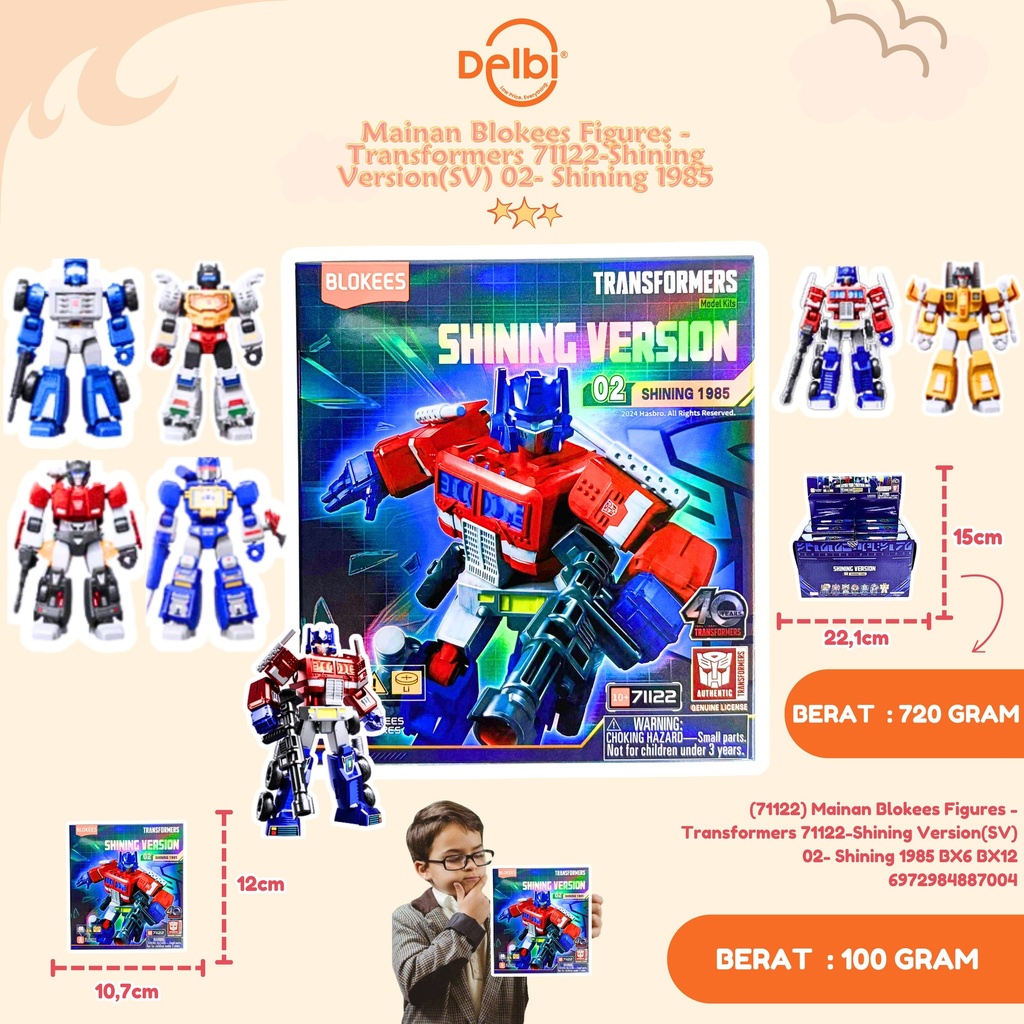 (71122) Mainan Blokees Figures - Transformers 71122-Shining Version(SV) 02- Shining 1985 BX6 BX12
