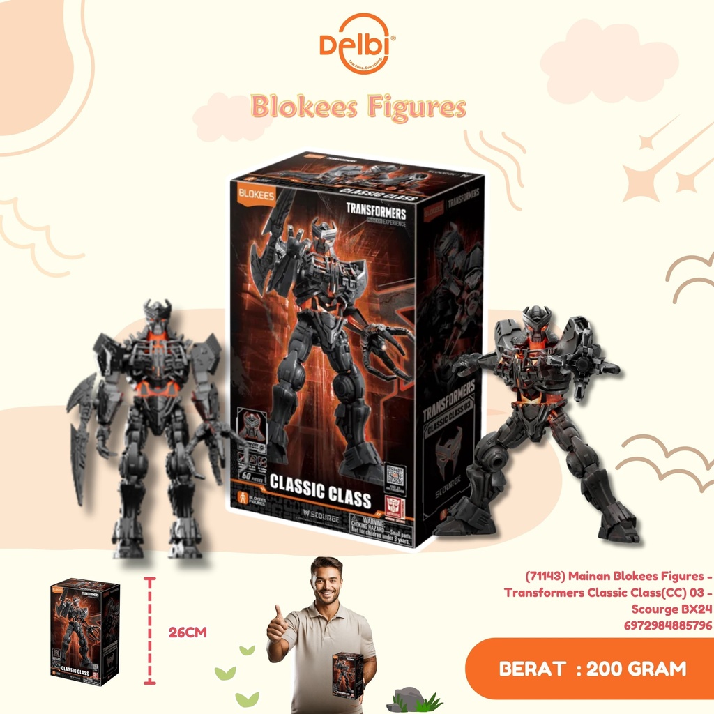 [6972984885796] (71143) Mainan Blokees Figures -  Transformers Classic Class(CC) 03 - Scourge BX24