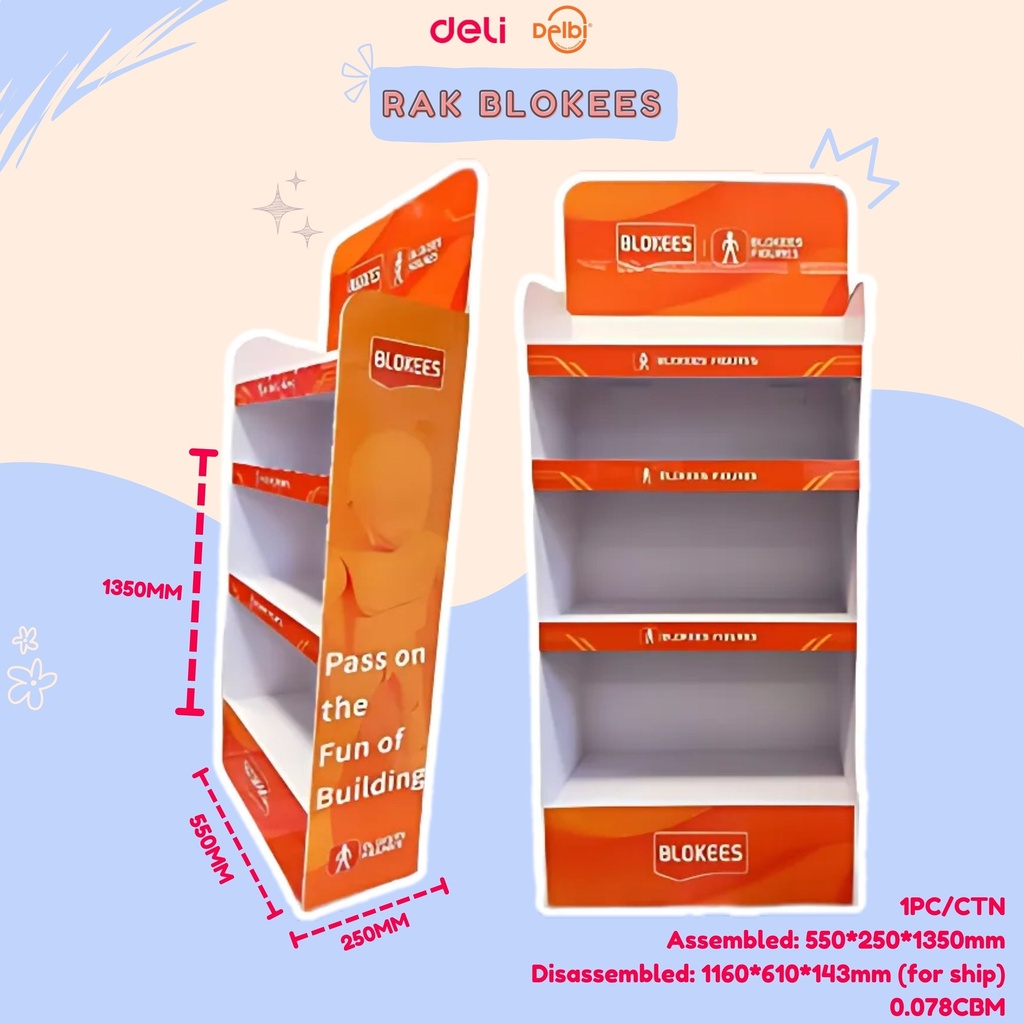 (WG-00515) Showcase Blokees Figures -Standard Shelves W Rak Mainan BX1