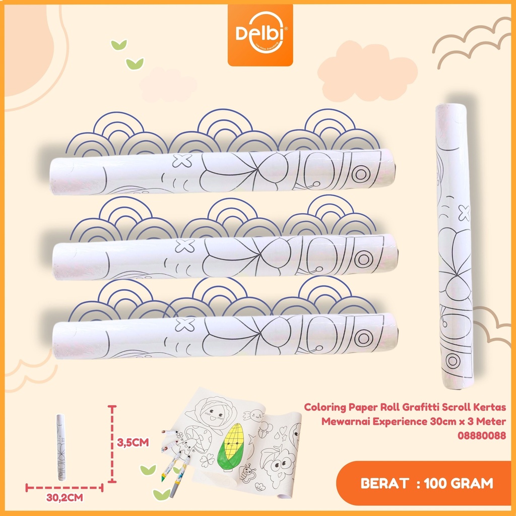 [08880088] Coloring Paper Roll Grafitti Scroll Kertas Mewarnai Experience 30cm x 3 Meter