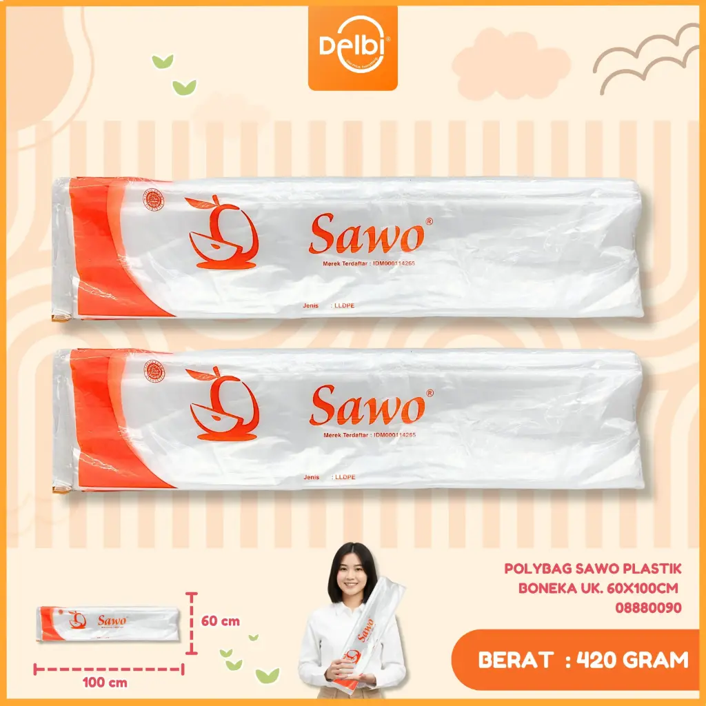 [08880090] PolyBag Sawo Plastik Boneka Uk. 60x100cm 