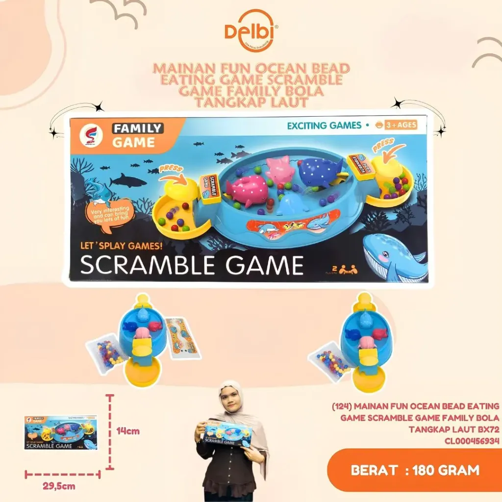(124) MAINAN FUN OCEAN BEAD EATING GAME SCRAMBLE GAME FAMILY BOLA TANGKAP LAUT BX72