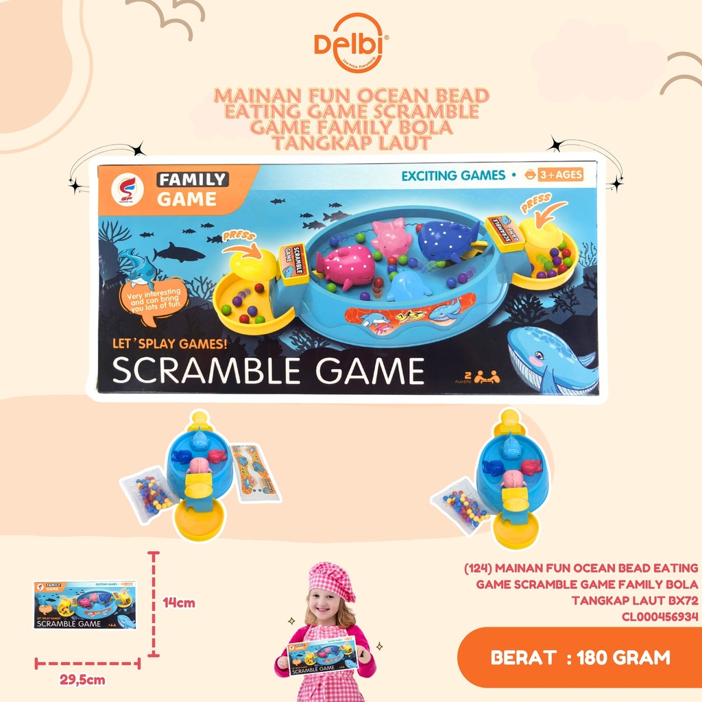 (124) MAINAN FUN OCEAN BEAD EATING GAME SCRAMBLE GAME FAMILY BOLA TANGKAP LAUT BX72