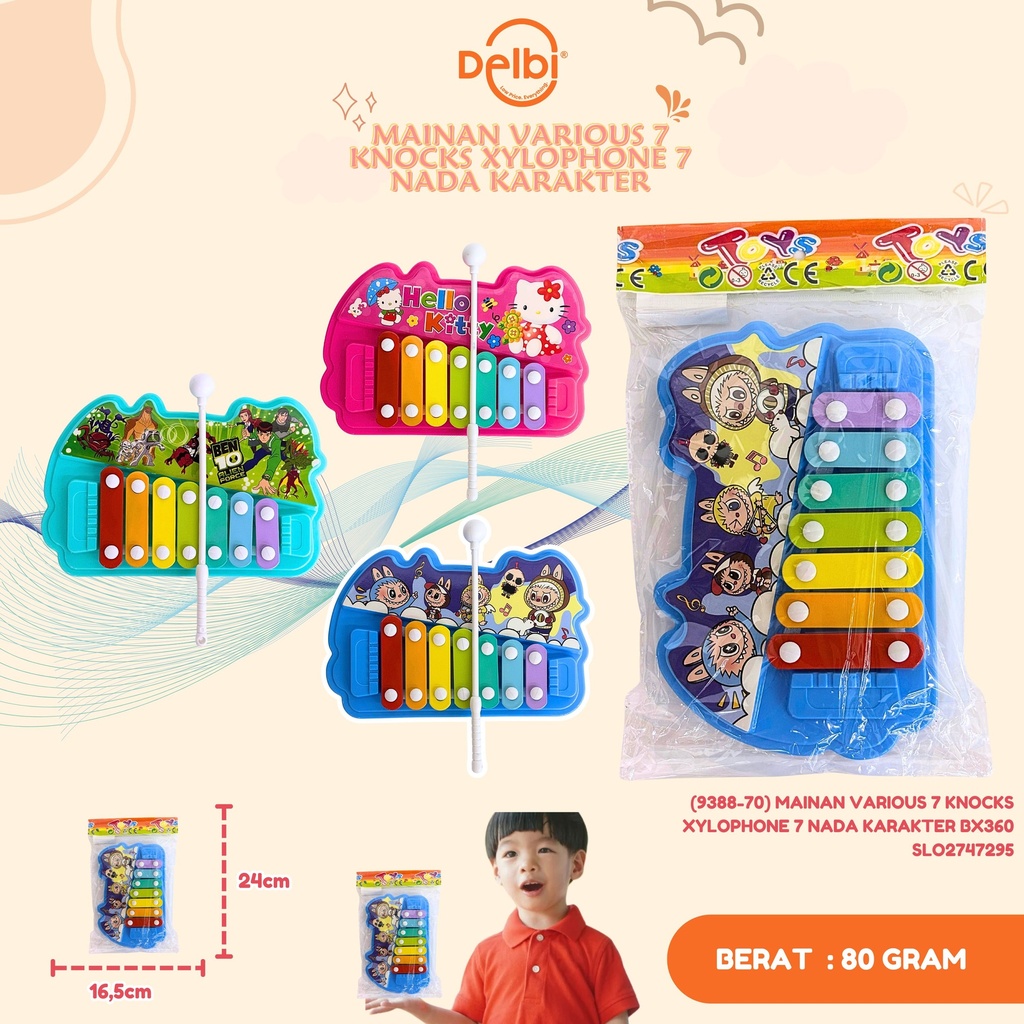 (9388-70) MAINAN VARIOUS 7 KNOCKS XYLOPHONE 7 NADA KARAKTER BX360