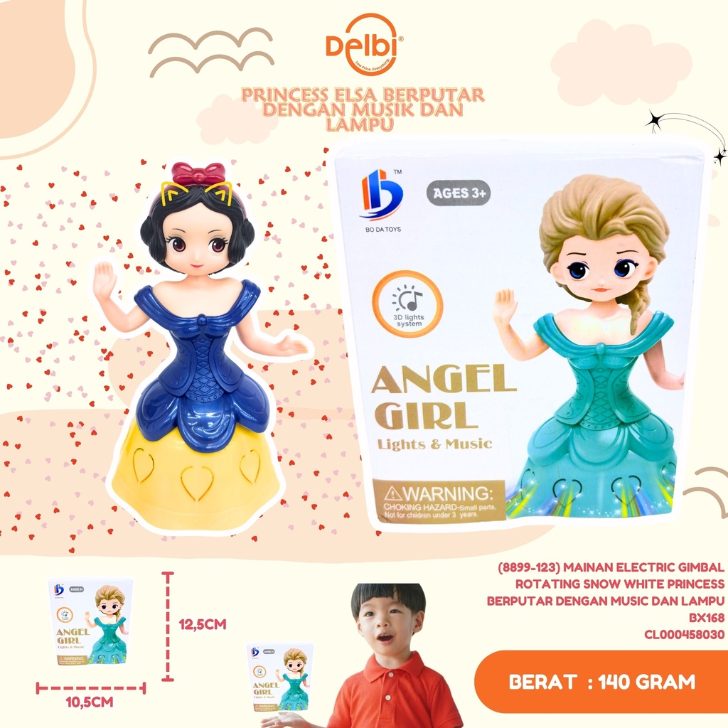[CL000458030] (8899-123) MAINAN ELECTRIC GIMBAL ROTATING SNOW WHITE PRINCESS BERPUTAR DENGAN MUSIC DAN LAMPU BX168