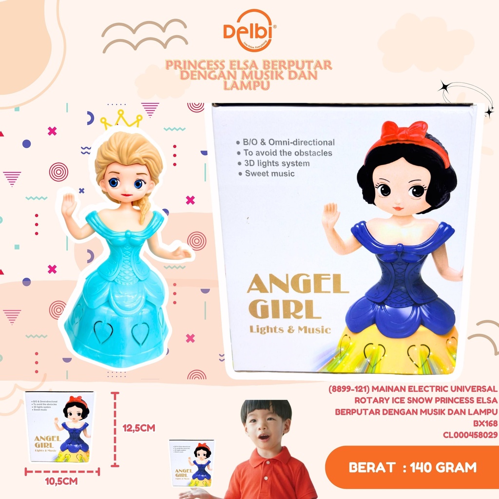 (8899-121) MAINAN ELECTRIC UNIVERSAL ROTARY ICE SNOW PRINCESS ELSA BERPUTAR DENGAN MUSIK DAN LAMPU BX168