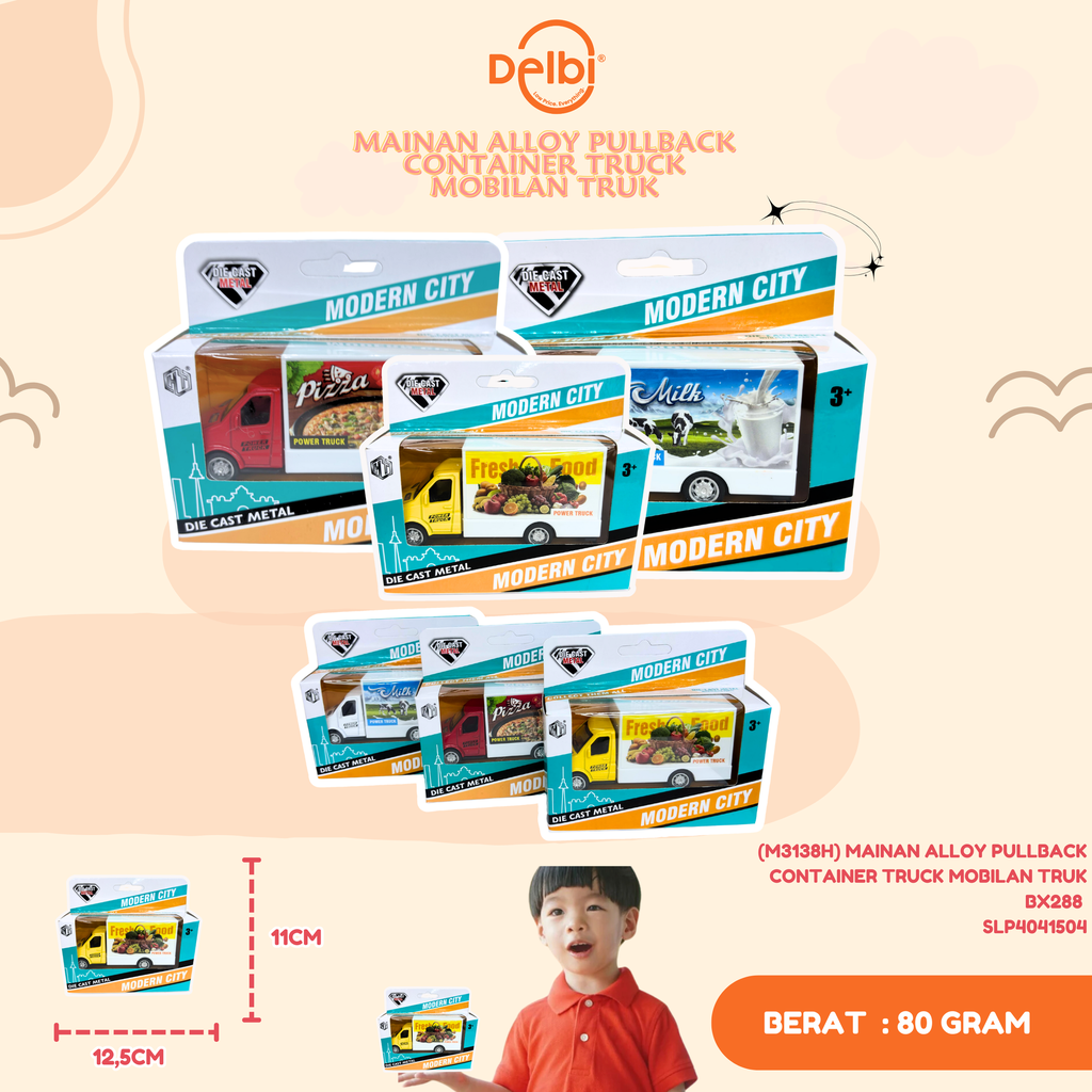 [SLP4041504] (M3138H) MAINAN ALLOY PULLBACK CONTAINER TRUCK MOBILAN TRUK BX288 
