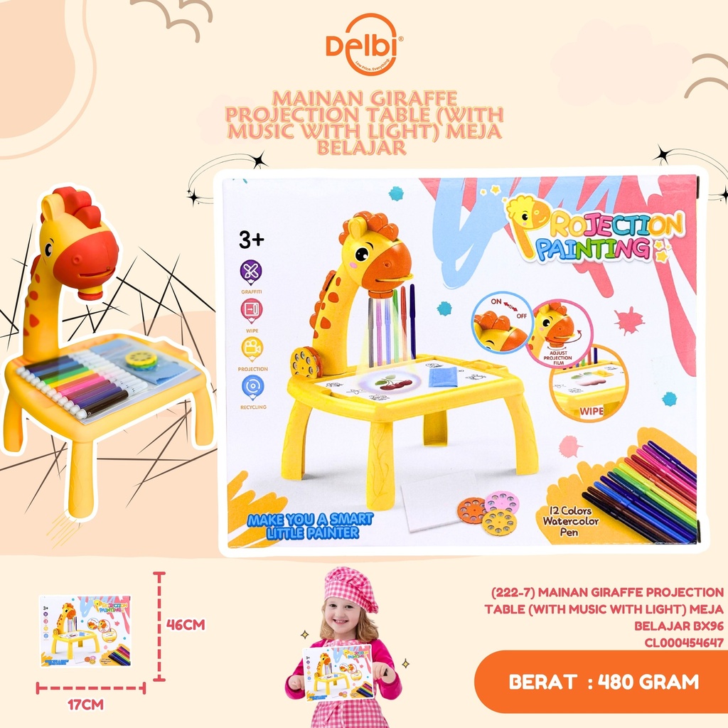 (222-7) MAINAN GIRAFFE PROJECTION TABLE (WITH MUSIC WITH LIGHT) MEJA BELAJAR BX96
