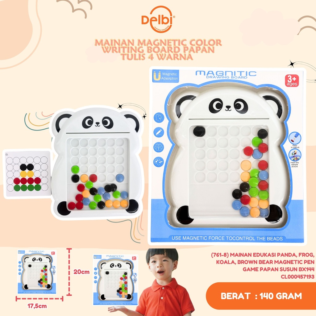 (761-8) MAINAN EDUKASI PANDA, FROG, KOALA, BROWN BEAR MAGNETIC PEN GAME PAPAN SUSUN BX144