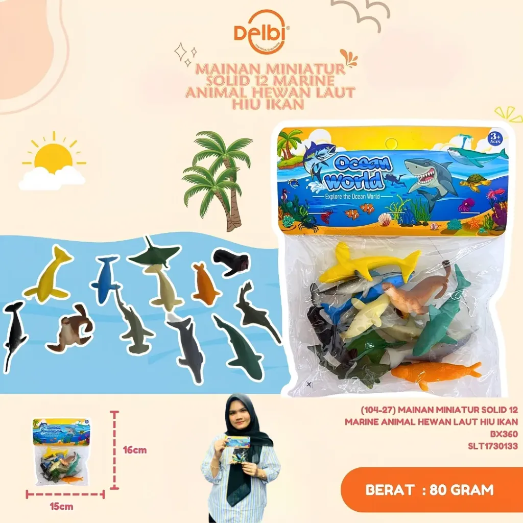 [SLT1730133] (104-27) MAINAN MINIATUR SOLID 12 MARINE ANIMAL HEWAN LAUT HIU IKAN BX360