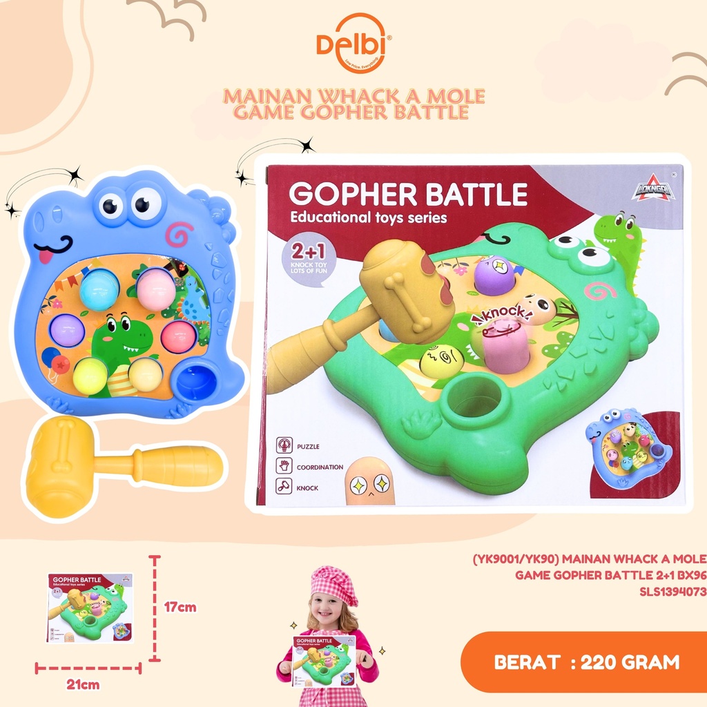 [SLS1394073] (YK9001/YK90) MAINAN WHACK A MOLE GAME GOPHER BATTLE 2+1 BX96