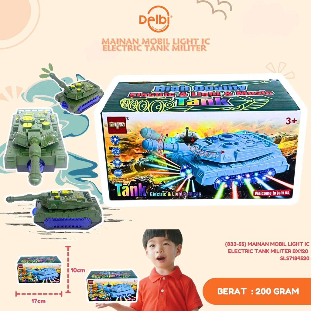 (833-55) MAINAN MOBIL LIGHT IC ELECTRIC TANK MILITER BX120 