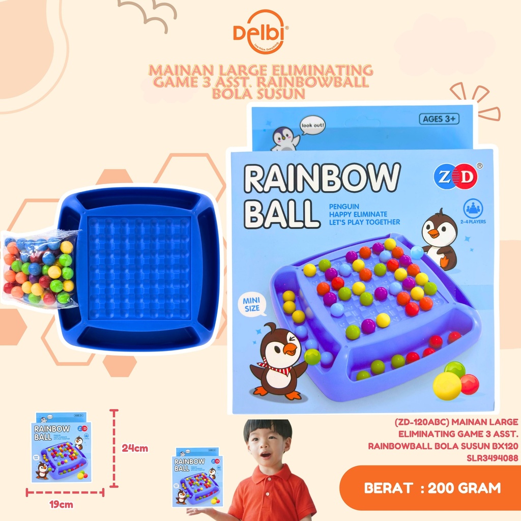 (ZD-120ABC) MAINAN LARGE ELIMINATING GAME 3 ASST. RAINBOWBALL BOLA SUSUN BX120