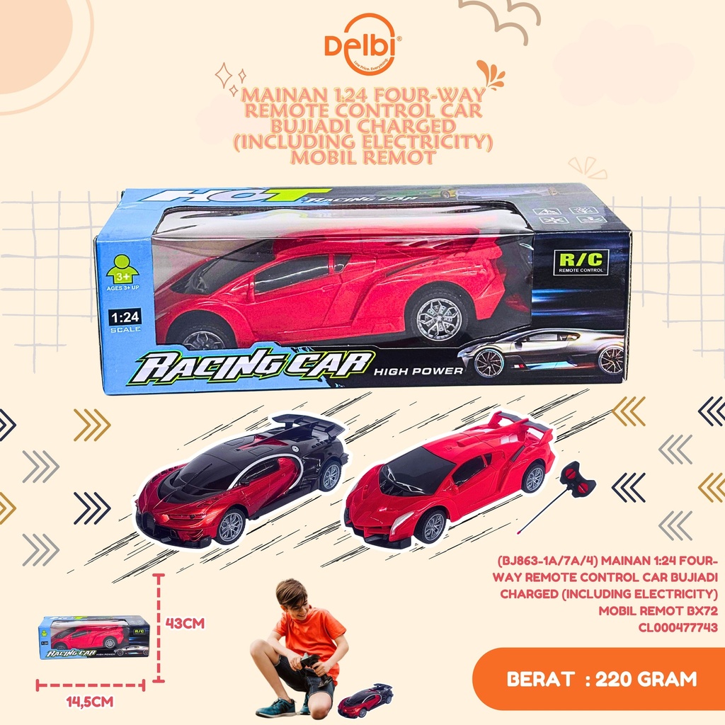 (BJ863-1A/7A/4) MAINAN 1:24 FOUR-WAY REMOTE CONTROL CAR BUJIADI CHARGED (INCLUDING ELECTRICITY) MOBIL REMOT BX72