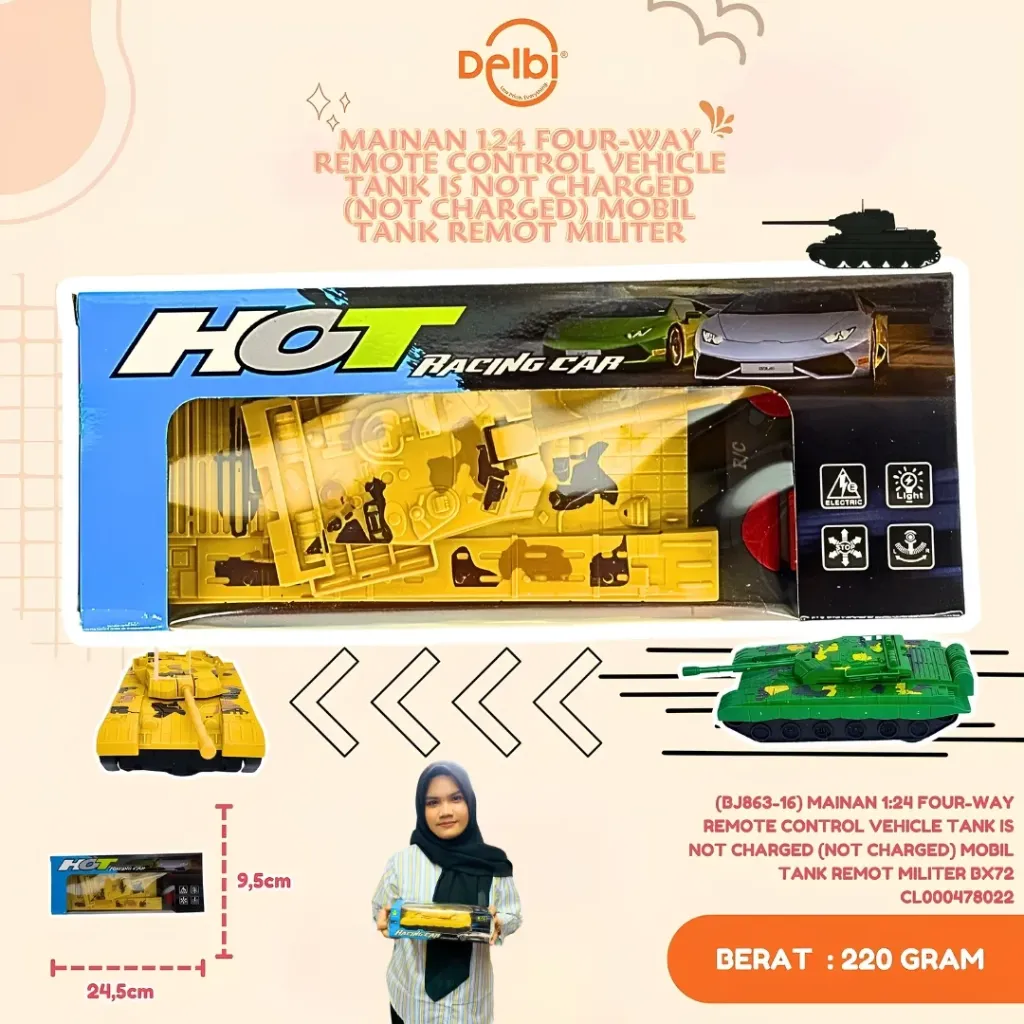 (BJ863-16) MAINAN 1:24 FOUR-WAY REMOTE CONTROL VEHICLE TANK IS NOT CHARGED (NOT CHARGED) MOBIL TANK REMOT MILITER BX72